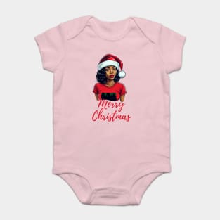 Black Woman Santa, Black Mrs Santa Claus, African American Santa, Merry Christmas Baby Bodysuit